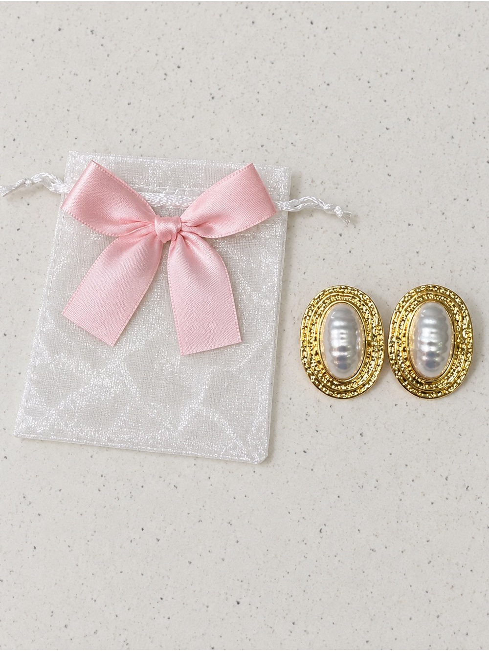 Vintage Inspired Gold and Pearl Oval Button Earrings - Women Accessories